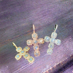 Listo para Enviar: Colgante de Cruz de Plata 925 Bañado en Oro Rosa con Cadena de Acero Inoxidable Gratis, Moissanita D VVS, Estilo Hip Hop Iced Charms - Product Image 2