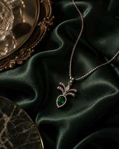 ATRI JEWELS Vintage Emerald Cut Bow Pendant <b>Necklace</b> <b>Set</b> 925 <b>Silver</b> Ethnic Christian Women's Jewelry 18K Gold Plated Micro - Product Image 3