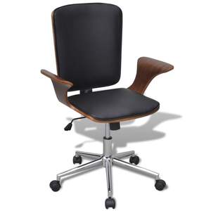 Silla de Oficina Ergonómica Mediana de Cuero Sintético Negro para el Entorno Laboral - Product Image 1
