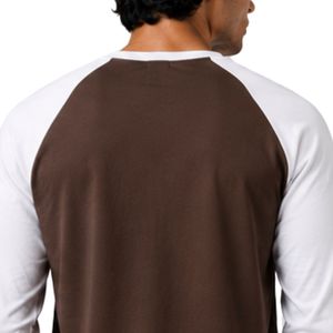 Chocolate Brown And <b>White</b> Raglan Long Sleeve T Shirt Men Premium Cotton Crew Neck Casual Baseball Tee Custom Streetwear Apparel - Product Image 5