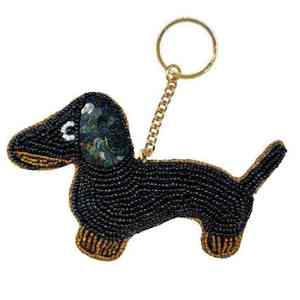 Porte-clés en perles de verre faites à la main, thème amour, chien noir - Souvenir DIY pour Noël, Nouvel An chinois, fête, multicolore Ziyan - Product Image 1