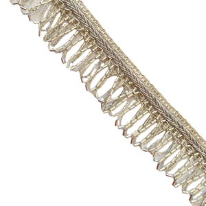 Silver Metallic Lurex Rhinestone Tassels Fringes Bullion <b>Wire</b> Lace Trim <b>Ribbons</b> for Curtains Garment 100% Polyester Deals - Product Image 1
