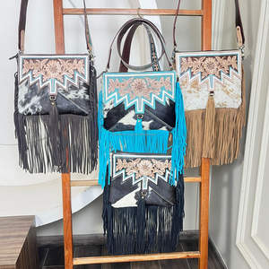 Bolso Bandolera de Cuero Genuino de Vaca con Flecos, Diseño Artesanal, para Mujer, Tendencia de Moda, Western March Expo 2026 - Product Image 4