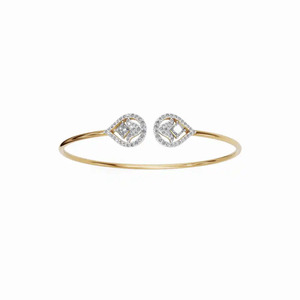 14K Yellow Gold Pear Eye Lab Grown Diamond Open <b>Bangle</b> <b>Bracelet</b> - Product Image 1