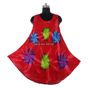Vestido Largo Maxi de Rayón sin Mangas con Estampado Tie-Dye Estilo Western para Mujer, Hecho a Mano con Cuello Redondo y Sin Mangas - Product Image 1
