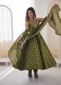 Designer Long Anarkali Kurti with Dupatta | Festive & Party Wear Ethnic Gown for Women Embroidery Dupatta for Wedding Wear - Product Image 3