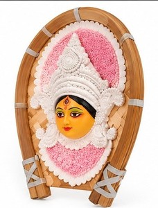 Máscara de Durga Hecha a Mano, Ecológica, Decorativa para Colgar en la Pared, Estilo Pattachitra, Marco de Bambú, para Decoración del Hogar y Festivales - Product Image 3