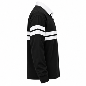 <b>Men's</b> <b>Long</b> <b>Sleeve</b> Polo <b>Shirt</b> Color Blocked Striped Rugby Top With <b>White</b> Collar - Product Image 4