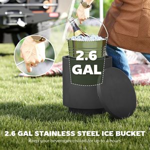2.6 Gal Charcoal Gray Outdoor Side <b>Table</b> 3-in-1 Patio Cooler Bar <b>Table</b> with Storage Removable <b>Ice</b> <b>Bucket</b> and Lid - Product Image 5