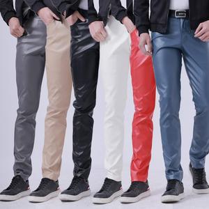 Pantalon décontracté pour homme en similicuir, léger, coupe droite, respirant, taille mi-haute, fermeture éclair, style streetwear, hiver - Product Image 6