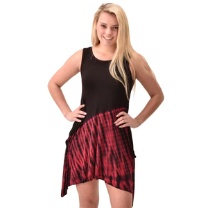 Vestido de verano de rayón con estampado tie-dye estilo bohemio, con bolsillos y dobladillo de hada - Product Image 1