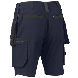 Men's <b>Black</b> Cargo <b>Work</b> Shorts With Multiple Pockets And Reflective Tape Breathable Polyester Construction Safety <b>Pants</b> - Product Image 3