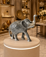 Figurine d'éléphant décorative en argent allemand avec gravure complexe, artisanat indien traditionnel, décoration d'intérieur, cadeau, boîte en velours