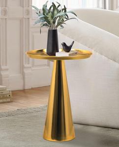 Modern Brass Side <b>Table</b> <b>Round</b> Geometric Base Indoor Living Room Furniture Decor Durable Design - Product Image 3