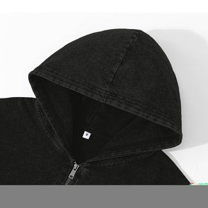 Sudadera con Capucha Negra para Hombre, Cierre de Cremallera, Corte Regular, 100% Algodón Tejido, Estilo Casual para Otoño, Talla M - Product Image 2