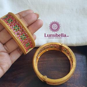 24K Gold Plated <b>Copper</b> Kada <b>Bangles</b>-Ethnic Trendy Classic Bracelets for Engagement - Product Image 1