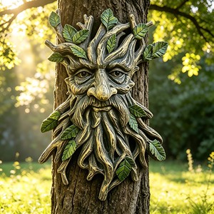 Pine Wood Traditional <b>Tree</b> <b>Face</b> Sculpture | Handcrafted Eco-friendly Durable Tabletop Wooden Figurines - Product Image 2