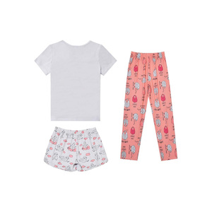 Conjunto de Pijama con Estampado de Ovejas, Camiseta, Pantalones Cortos, Transpirable, de Algodón, Cuello Redondo, Manga Corta, Ropa de Verano y Otoño, 3 Piezas, Unisex - Product Image 2