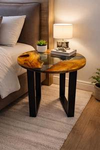 Mesa Auxiliar de Lujo Hecha a Mano con Resina de Madera Duradera, Mesa de Centro Única con Efecto Río de Epoxi, Colección Moderna de Acentos Decorativos - Product Image 2