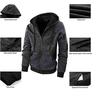 Veste zippée à capuche basique pour homme, sweat-shirt en polaire doux, vêtement d'extérieur pour tous les jours - Product Image 2
