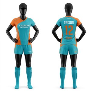 <b>Men's</b> Field Hockey Team Uniform Set Lightweight 100% Polyester Mesh 100g Teal <b>Orange</b> Jersey <b>Shorts</b> Custom Name/Number Digital - Product Image 1