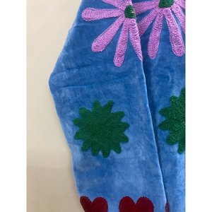 Hand Embroidered Velvet Cotton <b>Jacket</b> Women Mandarin Collar Full Sleeve Autumn/Winter Floral Pattern Open Front - Product Image 3
