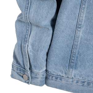 <b>Men's</b> No Hooded Stand Collar Custom Denim Jacket Front Logo Reversible Eco-Friendly-Customizable Size Logo <b>Pullover</b> Closure - Product Image 5