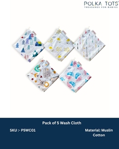 Paquete de 5 toallitas de muselina de algodón suave para bebés, reutilizables, absorbentes, para limpieza del baño de recién nacidos, juego para uso diario. - Product Image 1