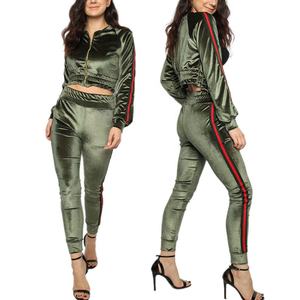 Womens Tracksuit Set 2 Piece Slim Fit Velour Velvet Casual Zip up Hoodie Jacket Sweatsuit and Sweatpants - Product Image 1