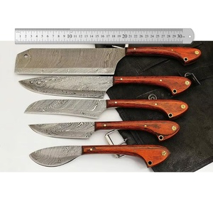 Personalizado hecho a mano de acero de Damasco al aire libre caza cuchillo de cocina punto de caída de acero inoxidable hoja multiusos mango de madera cuchillos DIY - Product Image 1