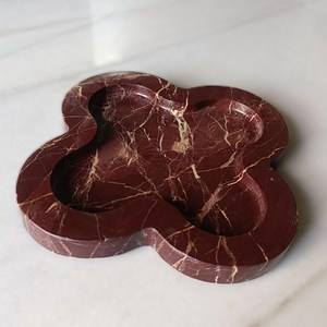 Bandeja Decorativa de Mármol Rojo Zebra con Forma de Flor, Bandeja de Servicio de Piedra Natural, Decoración de Hogar de Lujo - Product Image 1