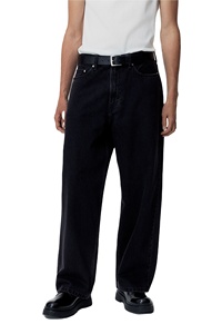 กางเกงยีนส์ทรงแบ็กกี้สีดำสำหรับผู้ชาย ดีไซน์ใหม่ คุณภาพเยี่ยม ผลิตจากผ้าฝ้าย 100% ทรงขากระบอกปลายมน 5 กระเป๋า ราคาโรงงานขายส่ง - Product Image 4