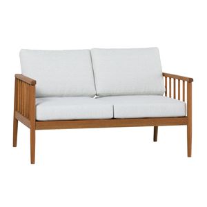 Patio marrone contemporaneo Loveseat imbottito in legno di eucalipto moderno Patio mobili - Product Image 1