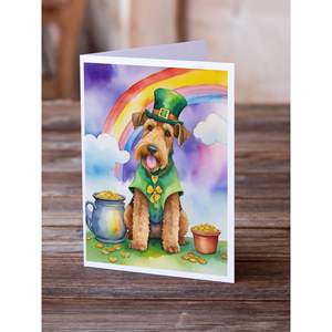 Airedale Terrier lunatique St Patrick's Day Cartes de voeux Pack 8 cartes vierges avec enveloppes A7 Taille 5x7 - Product Image 2