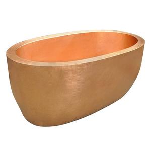 Bañera Ovalada de Cobre Pulido Martillado, Moderna, Lujosa y Elegante, Independiente, Premium, Hecha a Mano, Ecológica, Duradera y Portátil - Product Image 4