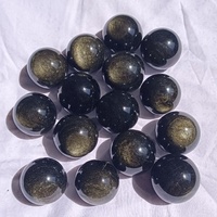 Sphère d'obsidienne naturelle à reflets dorés, boule de cristal polie, sphère de pierre précieuse pour la décoration intérieure, Feng Shui, vente en gros