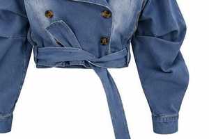 เสื้อแจ็คเก็ตยีนส์ผู้หญิงแขนยาวคอปกพับได้ - Product Image 3