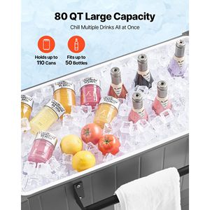 80QT Rolling Ice Chest Portable Patio Party <b>Bar</b> <b>Drink</b> Cooler Cart with Bottom Shelf Holds up 50 Bottles / 110 Cans for Camping - Product Image 2