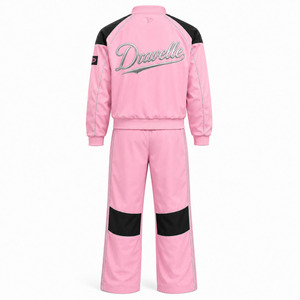 Ensemble de survêtement de baseball personnalisé pour homme, rose, veste zippée intégrale, pantalon large, uniforme d'entraînement d'équipe OEM - Product Image 2