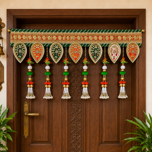 พวงประดับประตูปักลายเพสลีย์ทำมือ พร้อมพู่ห้อยรูปนกแก้ว สำหรับตกแต่งบ้านในเทศกาลและทางเข้าหลักแบบดั้งเดิม - Product Image 5