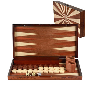 Handcrafted Wooden <b>Backgammon</b> Set With Inlaid Points Wooden <b>Pieces</b> Dice And Cups In A Foldable Storage Case Design For Enjoyment - Product Image 1