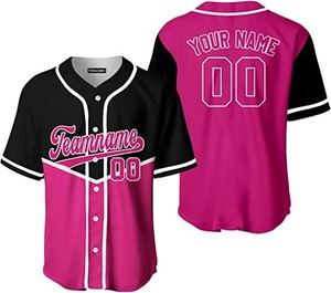 Maillot de baseball personnalisé imprimé par transfert thermique, rouge et noir, respirant, boutonné sur le devant, unisexe, adulte, manches courtes, 100% polyester - Product Image 2