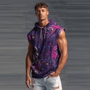 Hoodie sans manches de football en sublimation pour homme, en polaire polyester/coton, coupe oversize, pour les ligues sportives - Product Image 3