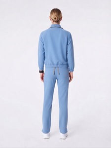 Conjunto de Uniforme Médico para Mujer, Chaqueta Azul Claro con Cierre Completo y Cuello Alto, Uniformes de Enfermera, Ropa de Trabajo Cómoda y Elástica para Hospitales y Centros de Salud - Product Image 3