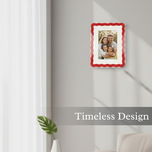 Red Decorative Photo <b>Frame</b> Wavy Border Picture <b>Frame</b> Elegant Home Decor Family Photo Display Tabletop <b>Wall</b> Hanging <b>Frame</b> - Product Image 2
