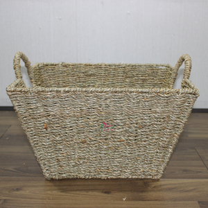 Rustic Rectangle Seagrass Multifunction Storage <b>Baskets</b> with Handles for Living Room <b>Laundry</b> Bathroom Organization - Product Image 4