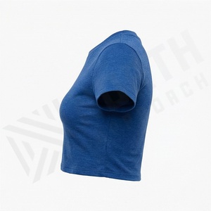 T-shirt court d'été personnalisé pour femme, en coton respirant, couleur unie, décontracté et tendance - Product Image 3