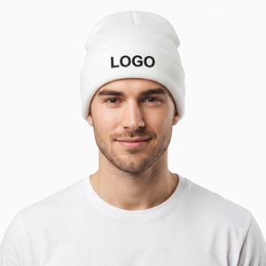 Breathable Custom Winter White Beanie Cap Unisex Acrylic Knitted <b>Hat</b> Warm Soft Ski Headwear Windproof with <b>Scarf</b> <b>Set</b> - Product Image 1