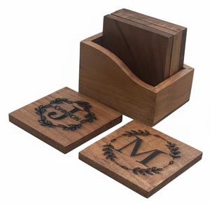 Custom Engraved Handcrafted Acacia Wood 6 <b>Coasters</b> with Holder Set, Personalized <b>Drink</b> <b>Coasters</b>, Made For Table Decoration - Product Image 4