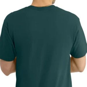T-shirt décontracté vert foncé pour homme, col rond, manches courtes, en coton doux, coupe oversize, léger et respirant, idéal pour l'été et le streetwear - Product Image 4